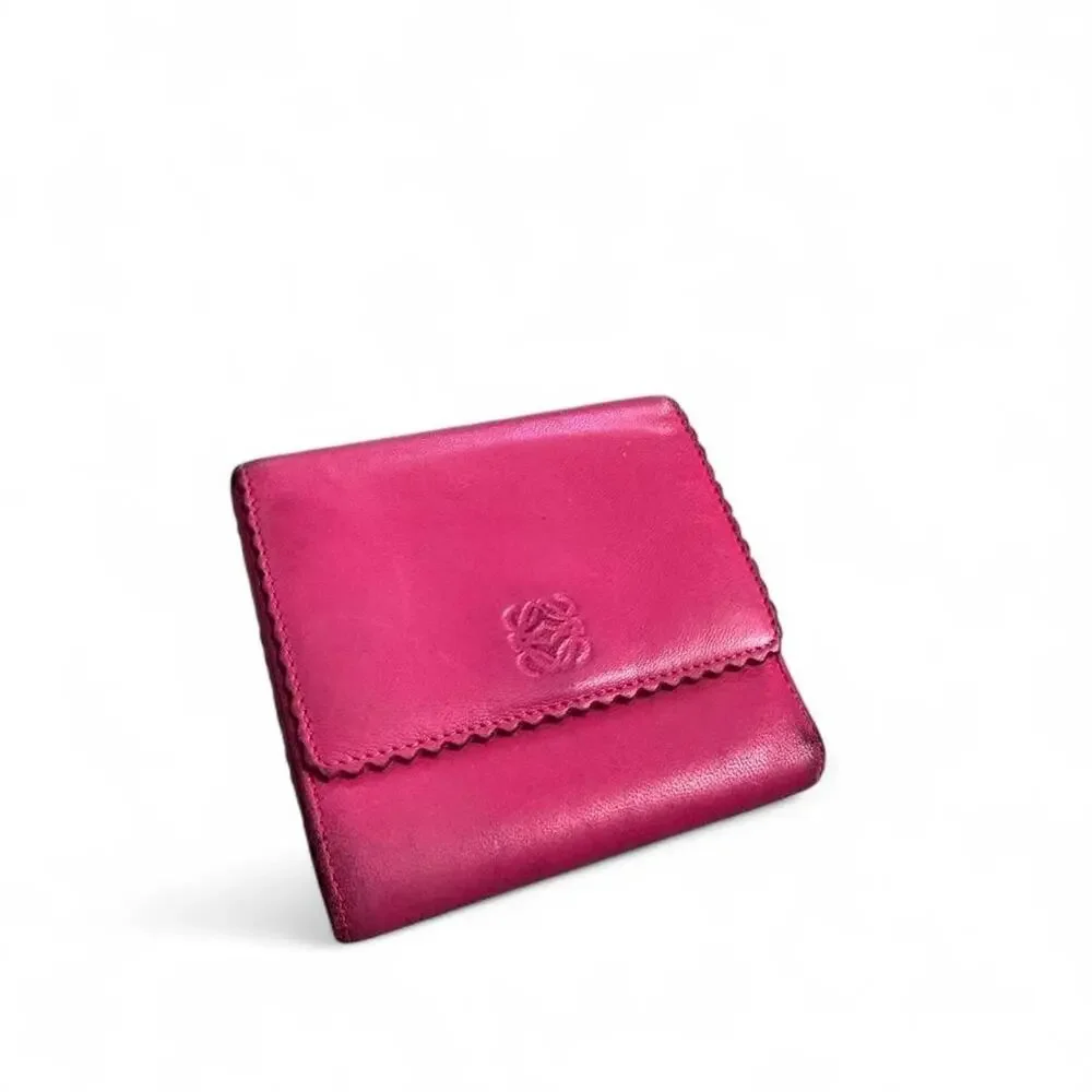 Vintage Magenta Loewe Trifold Anagram Wallet